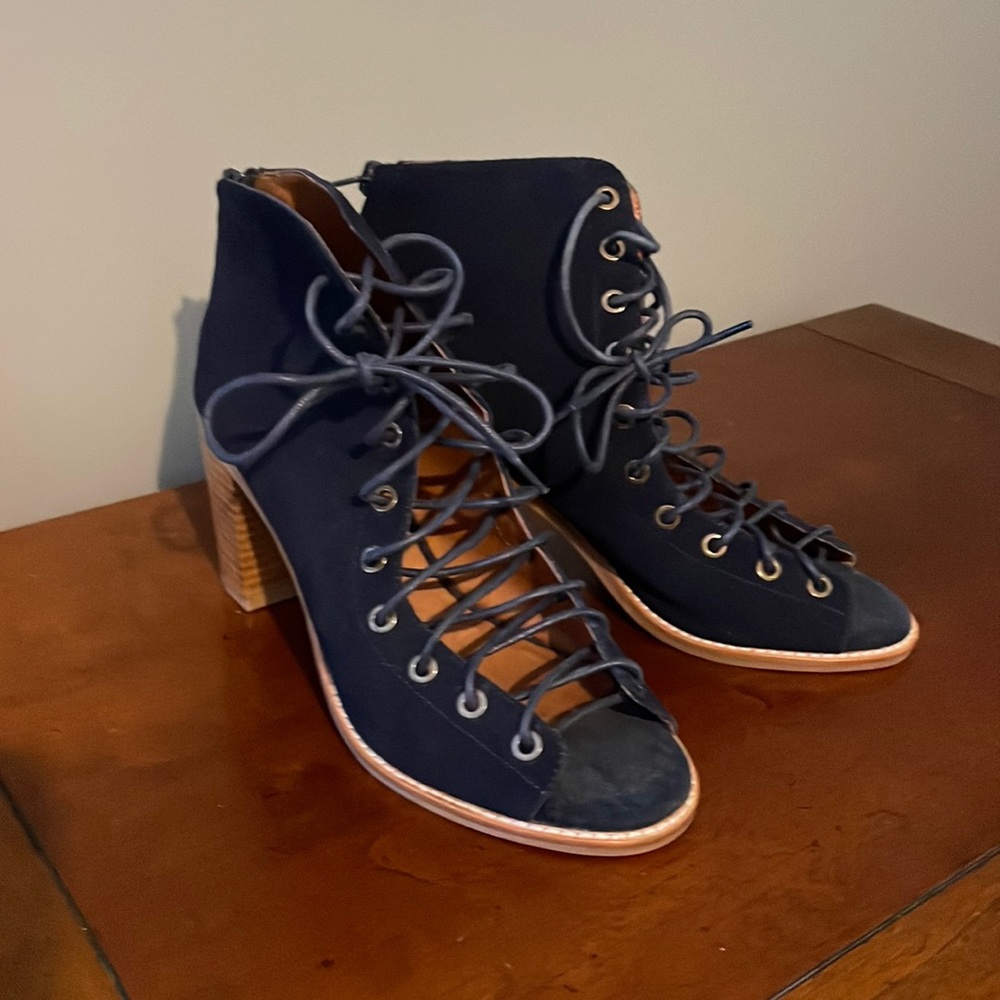 Navy lace up heels